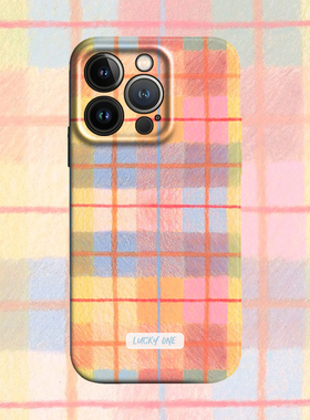 小香风格纹橙色粉色文艺简约适用iPhone16promax手机壳15plus14Pro软硬13保护套11全包12防摔vivo华为p70小米