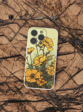 艺术油画风花菱草黄色花文艺适用iPhone16/16e ProMax 15plus苹果14Pro菲林手机壳13/12硅胶保护套华为mate70