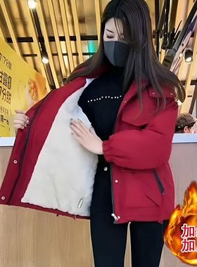 工装女加厚BLACKAND棉服外套BLANK加绒夹克连帽棉衣冲锋衣时尚