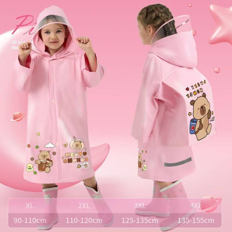 加厚儿童雨衣3-6-12岁小孩防水带书包位宝宝幼儿园中小学生雨披