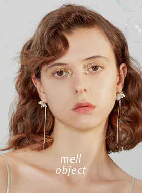 Mell月亮1 925银针耳环流苏耳夹轻盈气质长款设计感冷淡小众新品