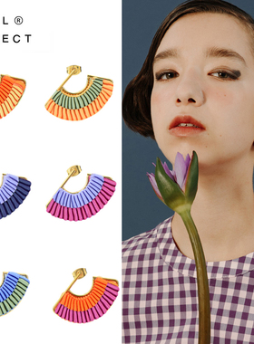 Mell扇形绸缎 耳钉环女新款个性简约气质韩国可爱设计感