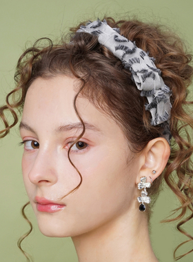 Mell大立体蝴蝶结黑白流苏海绵发箍少女复古浪漫宽边增高原创设计