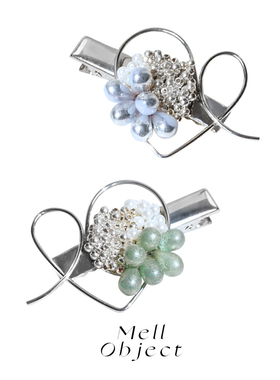 Mell奶油甜心珠绣发夹 原创设计小众精致爱心富家千金边夹芭蕾风