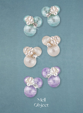 Mell丝网蕾丝珍珠耳环耳钉优雅气质法式原创小众设计精致饰品女士