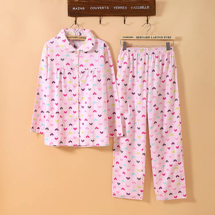 瑕疵特价小清新秋冬家居服可爱桃心女款纯棉绒布长袖长裤睡衣套装