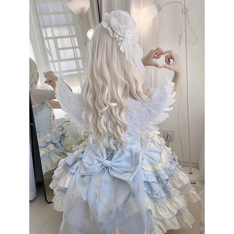 芙蝶之心Lolita哥特蓝色挂脖洋装jsk日常洛丽塔公主成人礼连衣裙