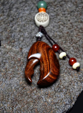 原创小叶木质手机有钱送礼吊坠