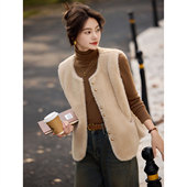 奥特莱斯专柜正品 清仓2025秋冬新款 仿水貂绒马甲气质坎肩马夹外套