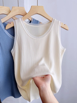 冰丝针织吊带背心圆领无袖打底衫
