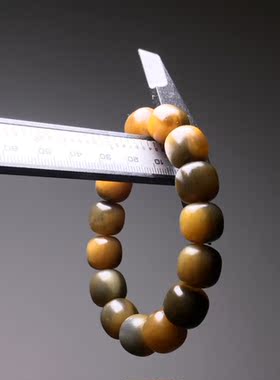 宝琳珠玉一物一图和田玉新疆楼兰老红糖全糖带青花手串老型珠13mm