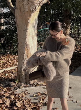 nczz《加浓美式 》 羊毛定制混纺双色针织半裙