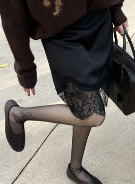 nczz《风舒蕾丝》蕾丝缎面防走光半裙（裙裤）