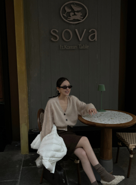 nczz《糯米圆子》100羊毛拉毛深v针织开衫