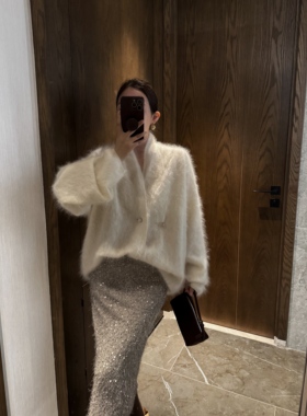 nczz《奶油味道 》 羊毛羊绒拉绒双扣多穿领开衫