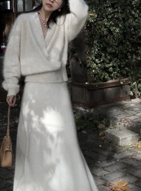 nczz《济州暖阳》 羊绒羊毛交叉领套头上衣