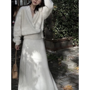 nczz《济州暖阳》 羊绒羊毛交叉领套头上衣