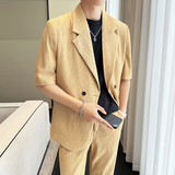 冰丝垂感西服宽松休闲直筒阔腿裤西装套装2306-P185，男装西服套装，星座1606-1