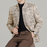 男士韩版修身西服中式立领提花时尚休闲西装外套DX61-P158，男装西服套装，星座1606-1