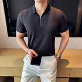华夫格冰丝无痕PLO衫拉链上衣男短袖2815-P63，男装T恤，星座1606-1
