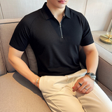 华夫格冰丝无痕PLO衫拉链上衣男短袖2818-P63，男装T恤，星座1606-1