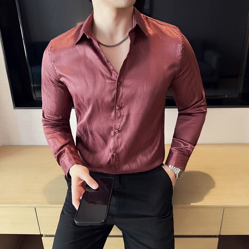 水波纹时尚炸街衬衫韩版修身免熨衬衣CS012-P63，男装衬衫，星座1606-1