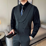 羊毛高品质韩版修身双排扣马甲套西装MJT2417-P135，男装西服套装，星座1606-1