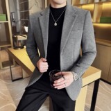加厚秋冬羊毛西服时尚休闲西装外套男士韩版修身西装DX74-P168，男装西服套装，星座1606-1