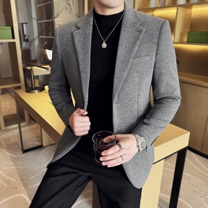 加厚秋冬羊毛西服时尚休闲西装外套男士韩版修身西装DX74-P168