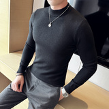 莫代尔抗起球半高领毛衣男针织套头毛衣修身毛线针织衫681-P48，男装针织衫/毛衣，星座1606-1
