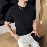MY003-P48针织提花男士短袖T恤春夏新款时尚百搭打底衫，男装T恤，星座1606-1