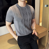 MY001-P48针织提花男士短袖T恤春夏新款时尚百搭打底衫，男装T恤，星座1606-1
