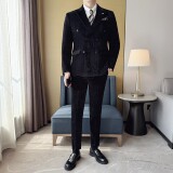 雪尼尔人字纹男士商务休闲西服双排扣西装套装2527-P220，男装西服套装，星座1606-1