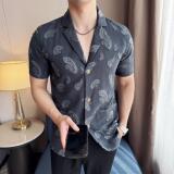 夏季冰丝短袖西服无里衬提花休闲西装DXZ003-P88，男装T恤，星座1606-1