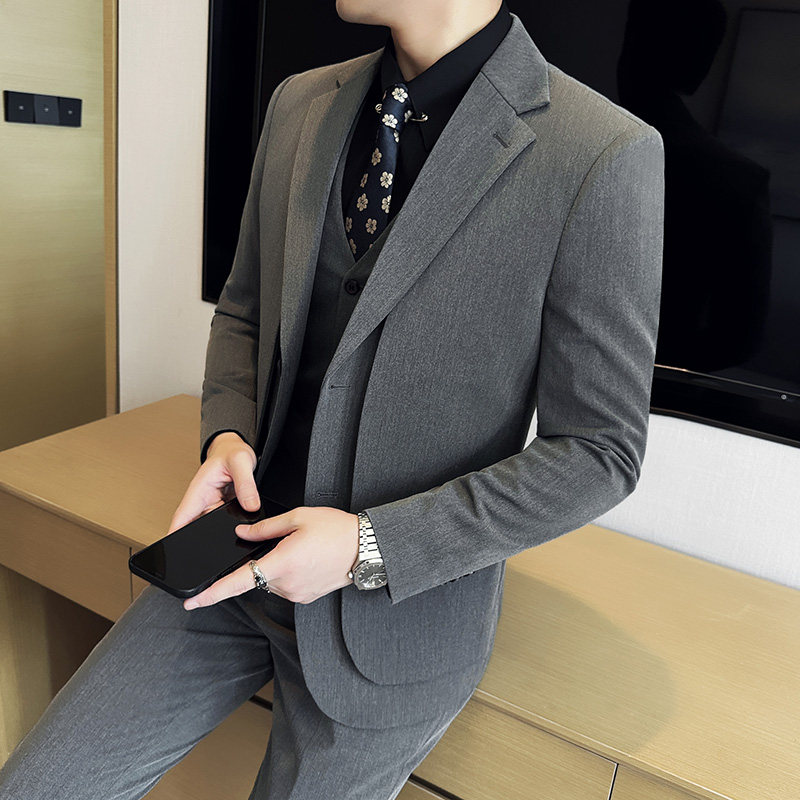 假两件韩版修身西服时尚设计潮流西装三件套2404-P270,男装西服套装,星座1606-1