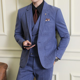 韩版修身商务休闲西服毛呢条纹西装套装1854-P280，男装西服套装，星座1606-1