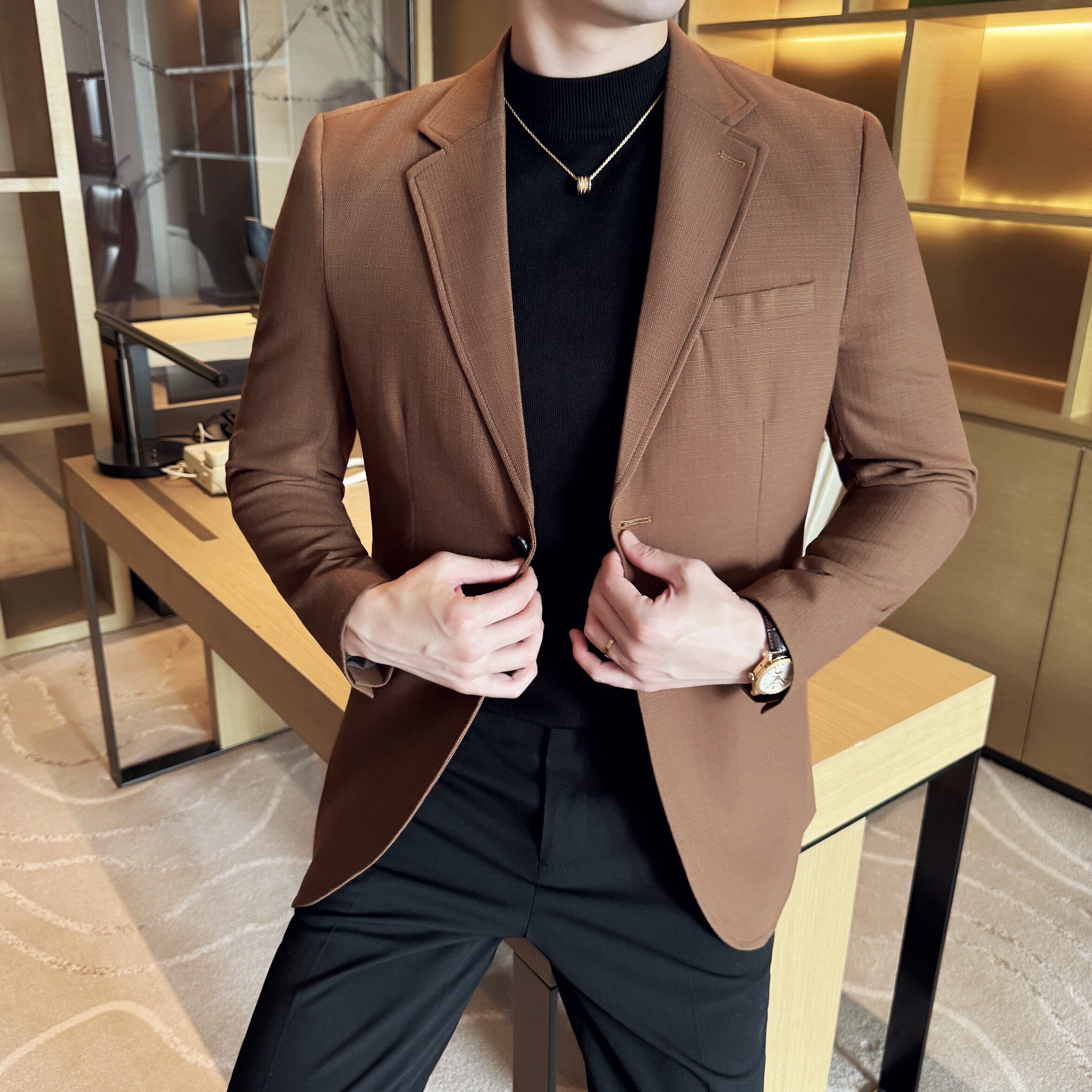 男士韩版修身西服竹节纹时尚休闲西装外套DX56-P148，男装西服套装，星座1606-1