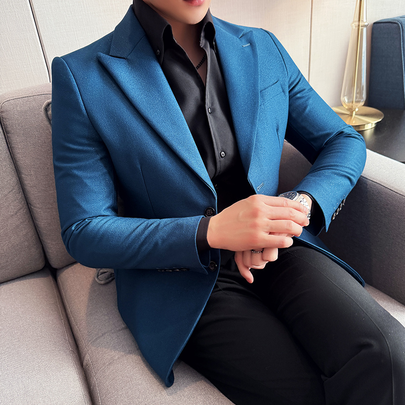 亮丝纯色戗驳领两粒扣西服商务休闲西装外套DX38-P155，男装西服套装，星座1606-1