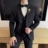 男士青果领商务休闲西装结婚礼服西服套装2526-P265，男装西服套装，星座1606-1