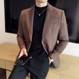 韩版修身西服千鸟格时尚休闲西装外套DX50-P148，男装西服套装，星座1606-1