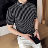 DS005-P38男士半高领短袖T恤春夏新款时尚百搭修身立体打底衫，男装T恤，星座1606-1