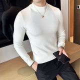 莫代尔抗起球半高领毛衣男针织套头毛衣修身毛线针织衫681-P48，男装针织衫/毛衣，星座1606-1