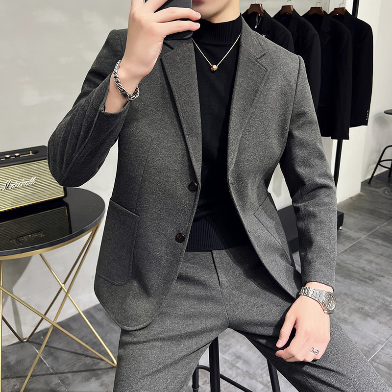 韩版修身商务西服毛呢休闲西装1822-P180，男装西服套装，星座1606-1
