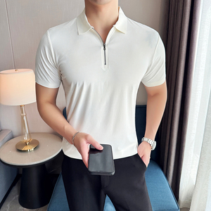 华夫格冰丝无痕PLO衫拉链上衣男短袖2815-P63,男装T恤,星座1606-1