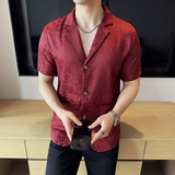 夏季冰丝短袖西服无里衬提花休闲西装DXZ002-P85，男装T恤，星座1606-1