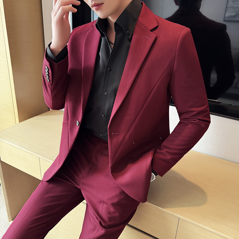 韩版修身西服时尚休闲商务西装两件套LJT2503-P230，男装西服套装，星座1606-1