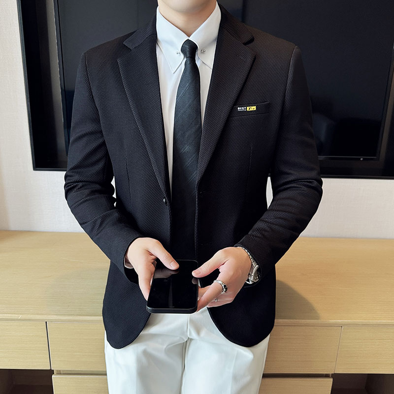 小香风仿棉提花韩版修身西服菠萝格时尚休闲西装外套DX14-P148，男装西服套装，星座1606-1