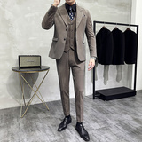 韩版修身商务西服条纹两粒扣戗驳领西装套装1816-P280，男装西服套装，星座1606-1