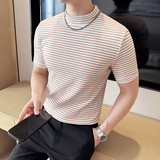 DS008-P42男士半高领短袖T恤春夏新款时尚百搭修身立体打底衫，男装T恤，星座1606-1