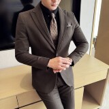 男士商务休闲西服双反领时尚潮流韩版修身西装三件套2523-P280，男装西服套装，星座1606-1